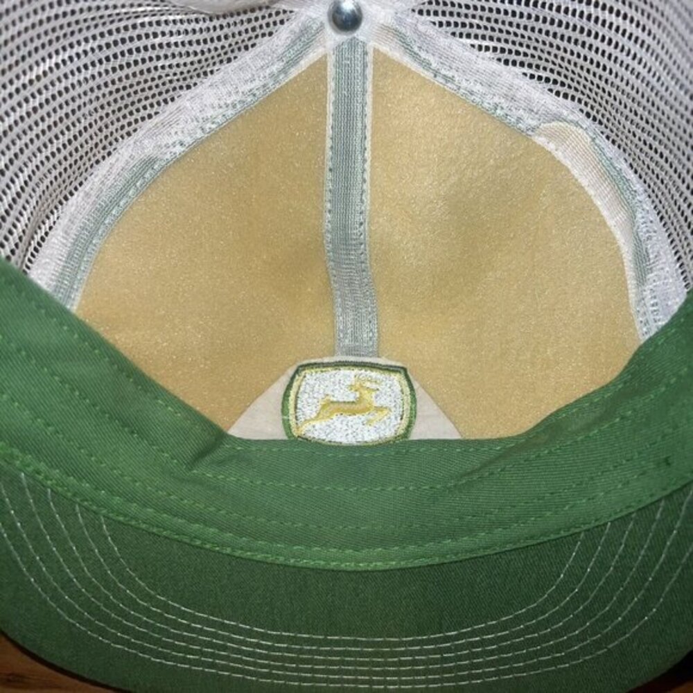 Vintage John Deere K Products Snap Back Trucker Hat Mesh MADE IN USA Green White - Picture 8 of 10